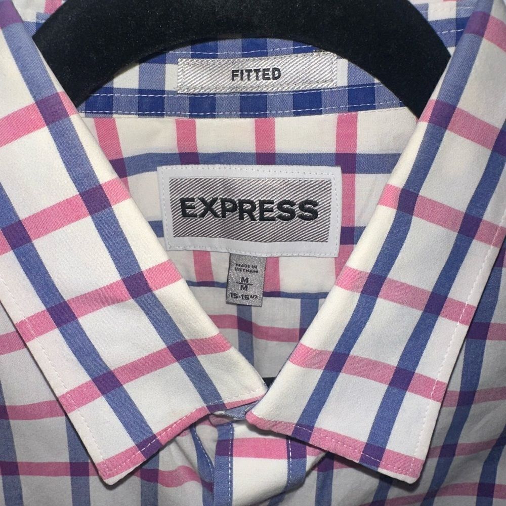 Express Men’s Pink & Blue Dress Shirt - Picture 2 of 8